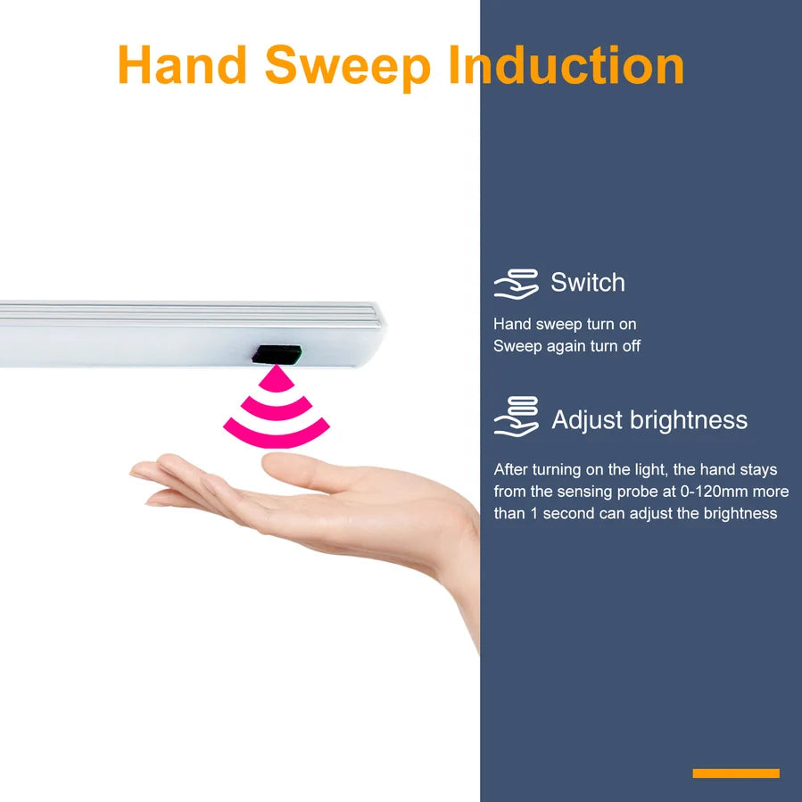 LED USB Hand Sweep Strip Light – Motion Sensor Desk Lamp for Kitchen Cabinet