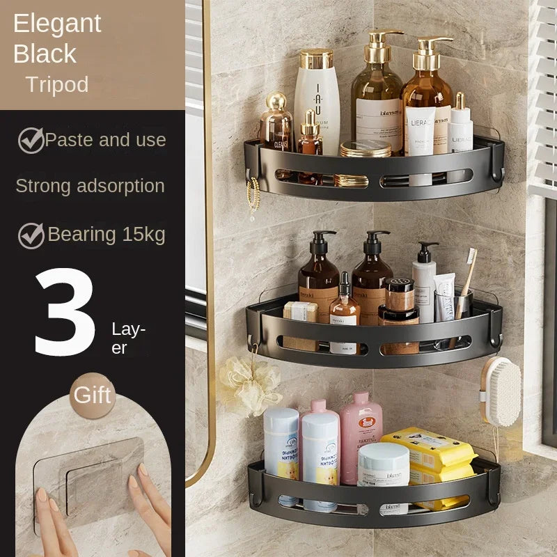 Bathroom Storage Rack – Adhesive Corner Shower Caddy for Shampoo
