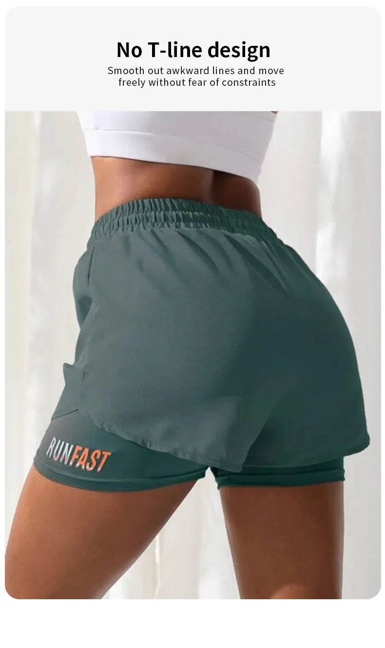 High Rise Yoga Shorts – Two-in-One Athletic Apparel for Gym Running