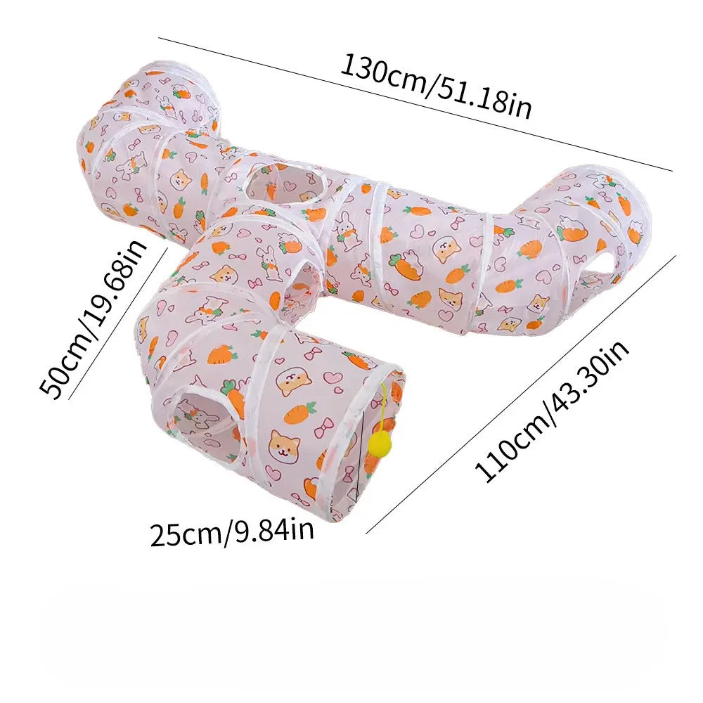 Foldable Rainbow Pet Tunnel – Multi-Exit Interactive Toy for Active Cats