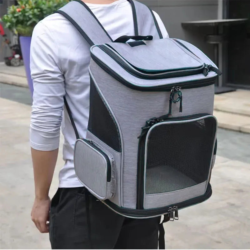 Expandable Pet Carrier Backpack – Breathable Travel Bag for Cats and Dogs