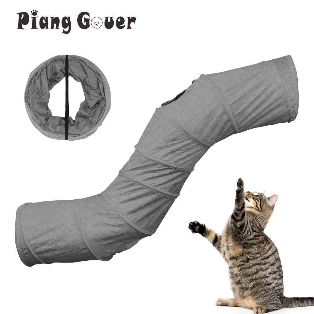 Foldable 3-Way Cat Tunnel – Collapsible Pet Play Tube for Kitten Exercise