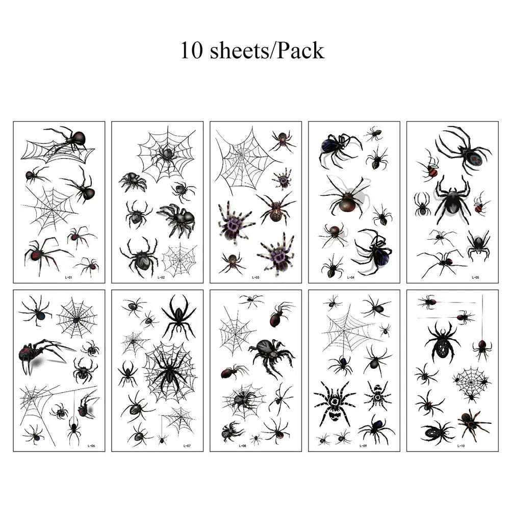 Spider Web Temporary Tattoo Stickers – Waterproof Halloween Face Body Art
