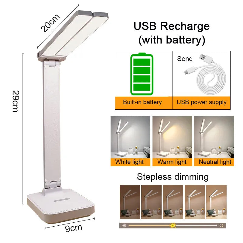 Dimmable LED Desk Lamp – Rechargeable Eye Protection for Bedroom Study
