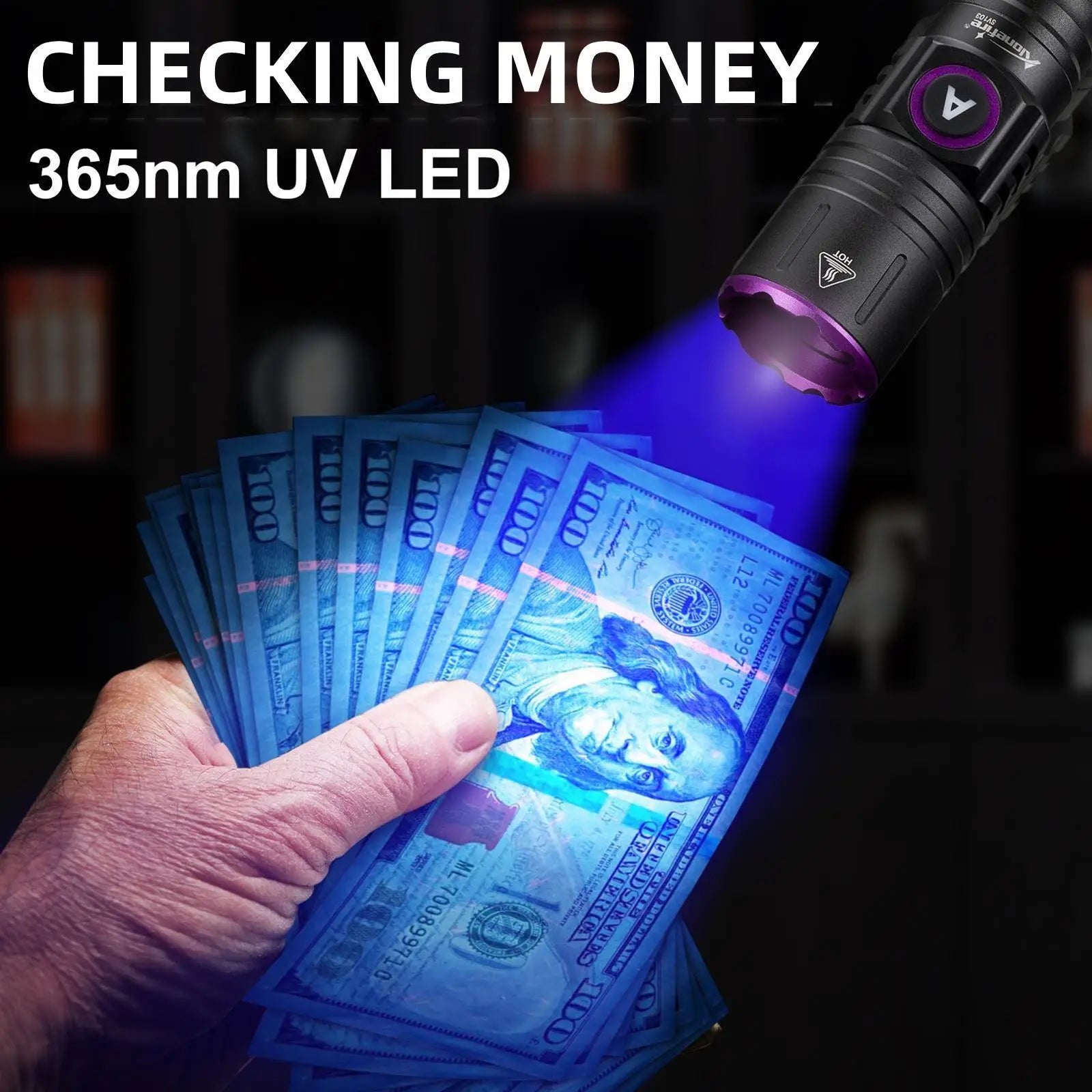 15W UV 365nm Blacklight Flashlight – Rechargeable Torch for Pet Urine Detection