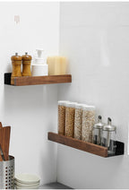 Corner Bathroom Shelf – Solid Wood Wall Mounted Organizer for Shower Storage