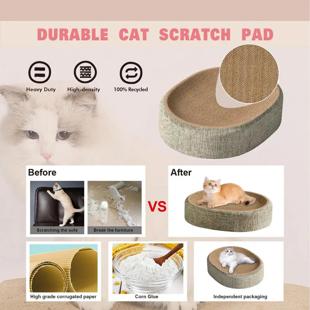 Oval Sisal Cat Scratching Bed – Wear-Resistant Pet Sleeping Mat for Cats