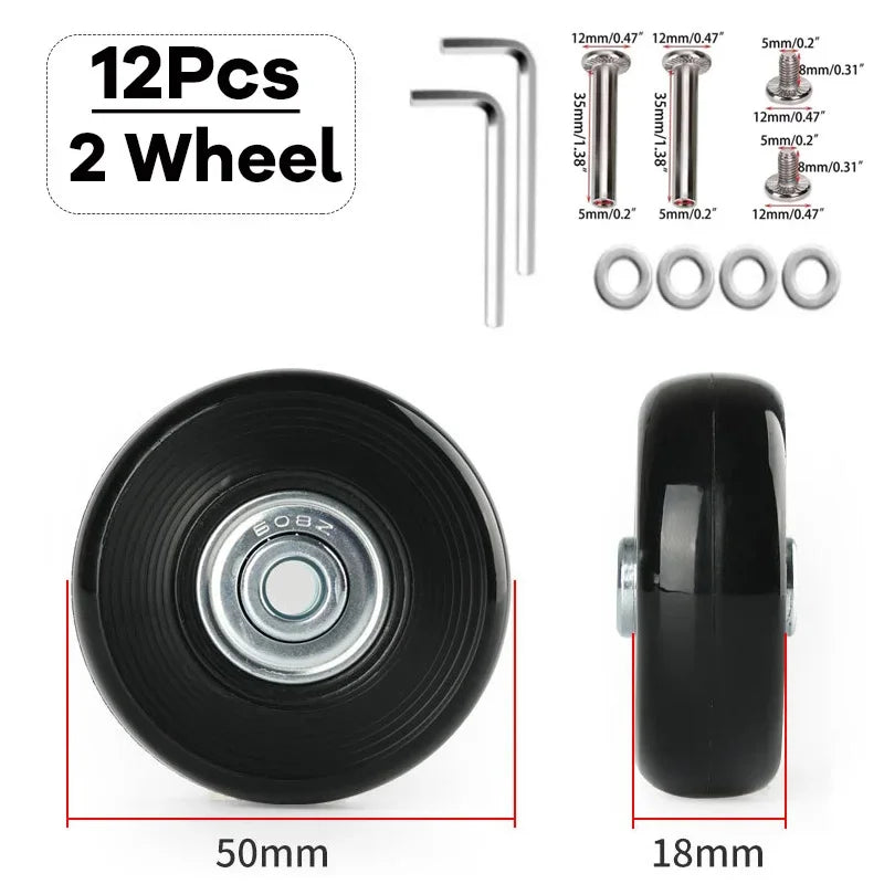 Silent Rubber Luggage Wheels – Durable Travel Bag Replacement for Repair