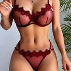Lace Mesh Lingerie Set – See-through Floral Embroidery for Romantic Evenings