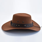 Faux Suede Western Cowboy Hat – Wide Brim Fedora for Party Cosplay