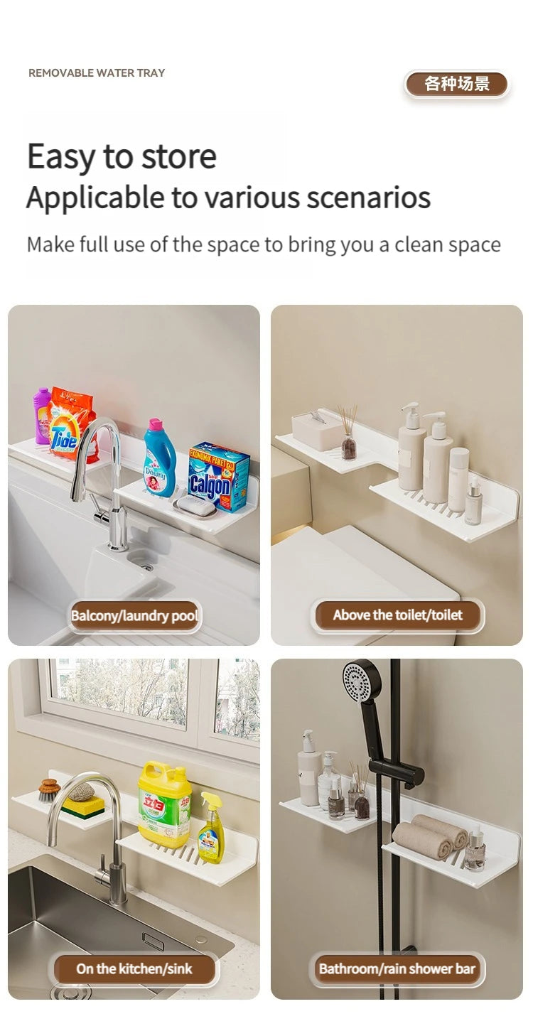 Aluminum Bathroom Wall Shelf – Punch-Free Storage for Kitchen and Toilet