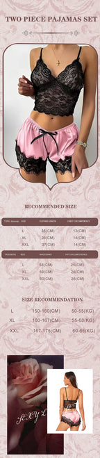 Lace See-Through Pajamas – Suspender Shorts Set for Women Summer Sleepwear