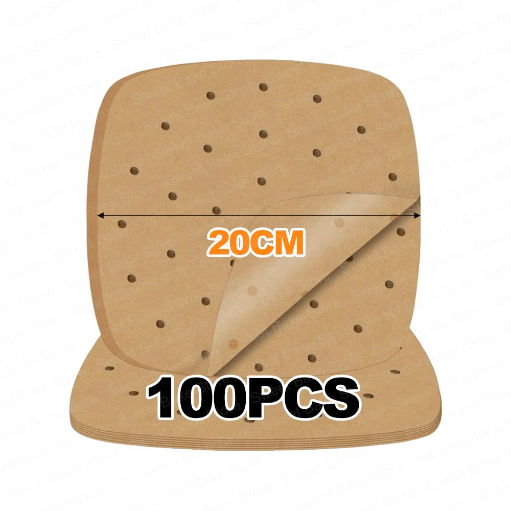 Perforated Parchment Paper – 20cm Square Non-Stick Mat for Air Fryers