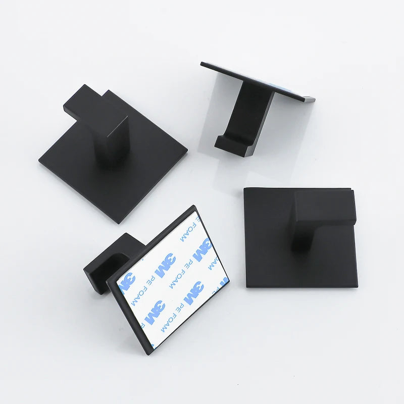 Adhesive Wall Hooks – Heavy Duty Black Hangers for Bathroom and Kitchen