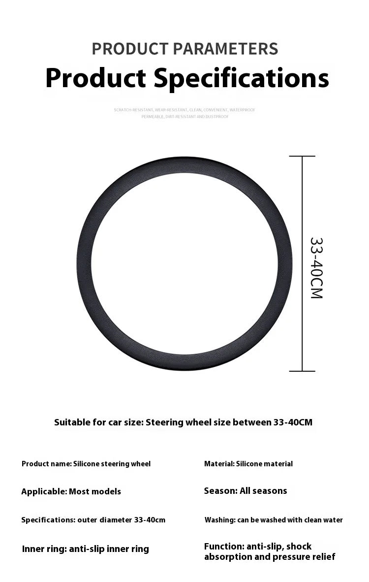 Silicone Steering Wheel Cover – Anti-slip Protective Grip for Universal Cars