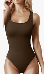 Ribbed Tummy Control Jumpsuit – Open Crotch Shapewear for Daily Compression