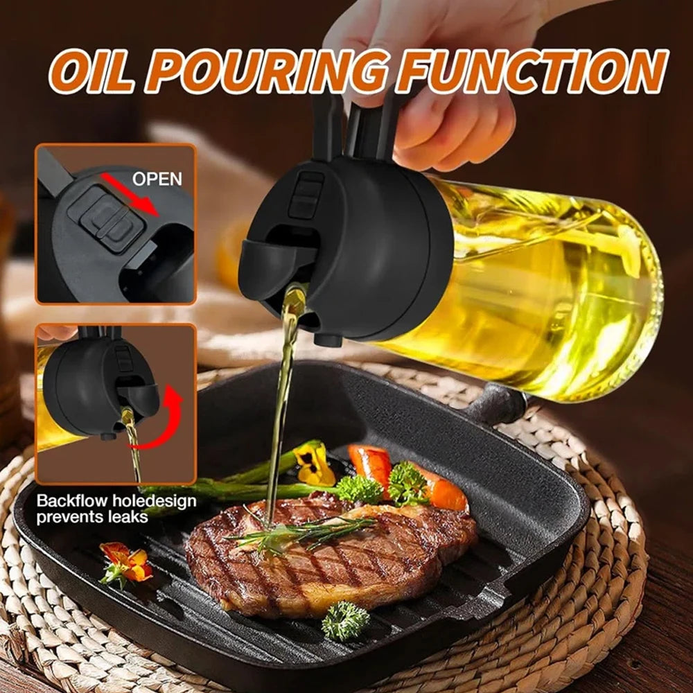 2-in-1 Oil Sprayer Dispenser – Plastic Kitchen Tool for BBQ and Cooking