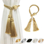 Gold Tassel Curtain Tiebacks – Braided Polyester Rope for Home Decoration