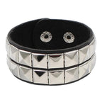 Studded Faux Leather Cuff Bracelet – Adjustable Spike Rivet Punk Cosplay