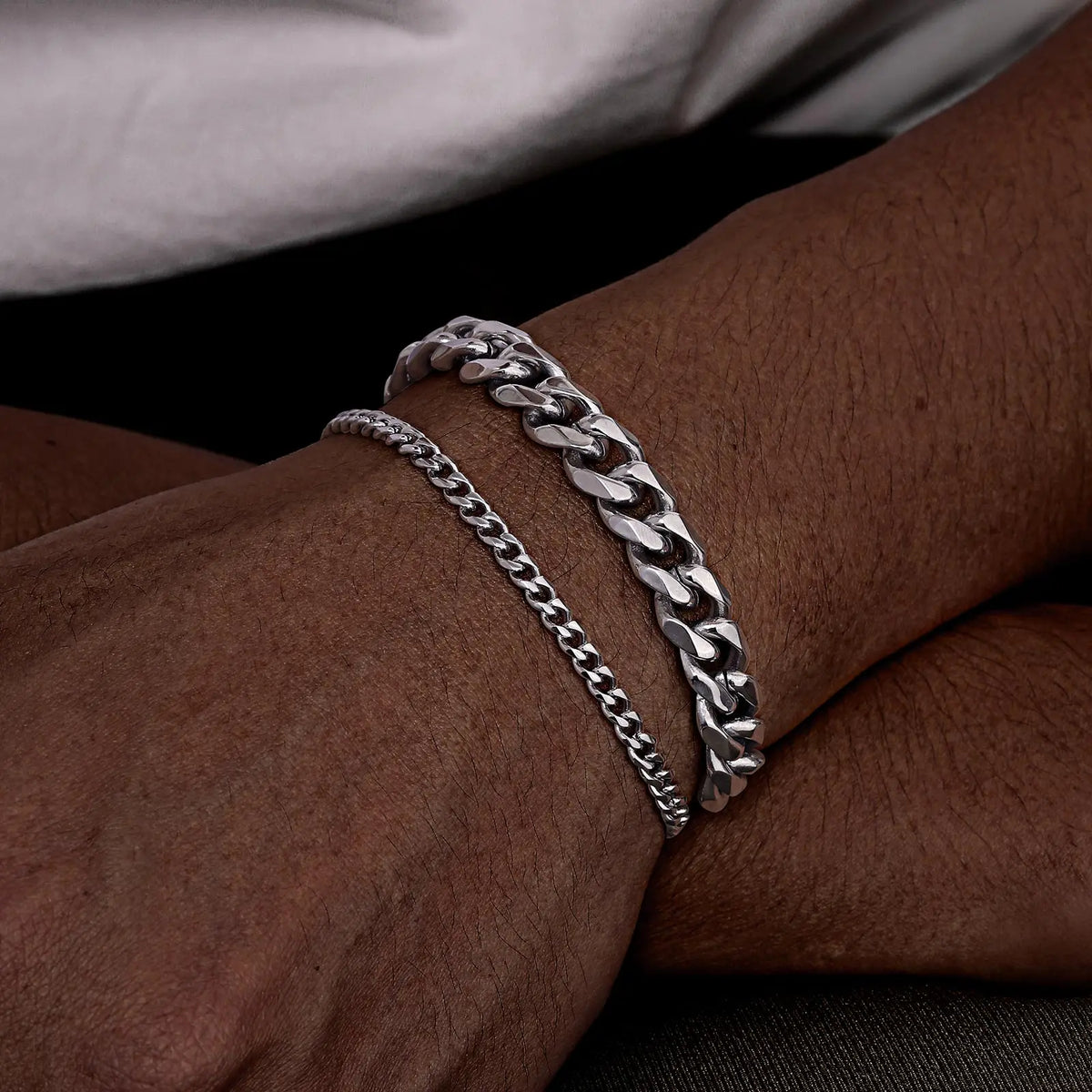 Stainless Steel Chain Bracelet – Men’s Trendy Cuban Link Wristband for Jewelry