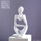 Abstract Thinker Statue – Sand Colored Yoga Figurine for Home Decor