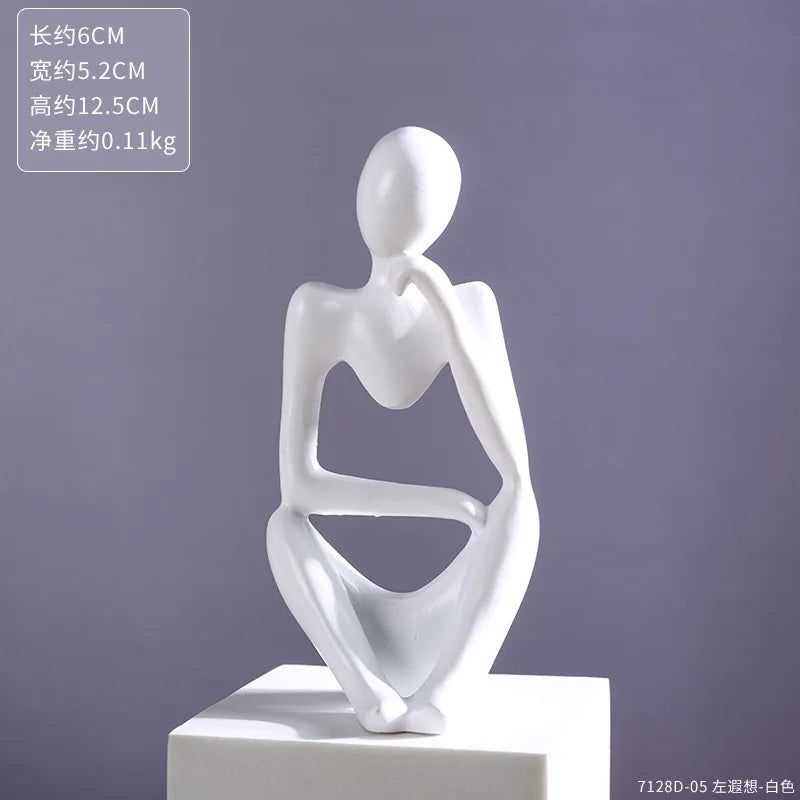 Abstract Thinker Statue – Sand Colored Yoga Figurine for Home Decor