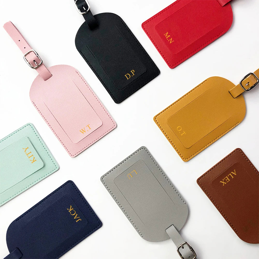 Custom Name Passport Cover Set – Personalized Leather Luggage Tag for Travel