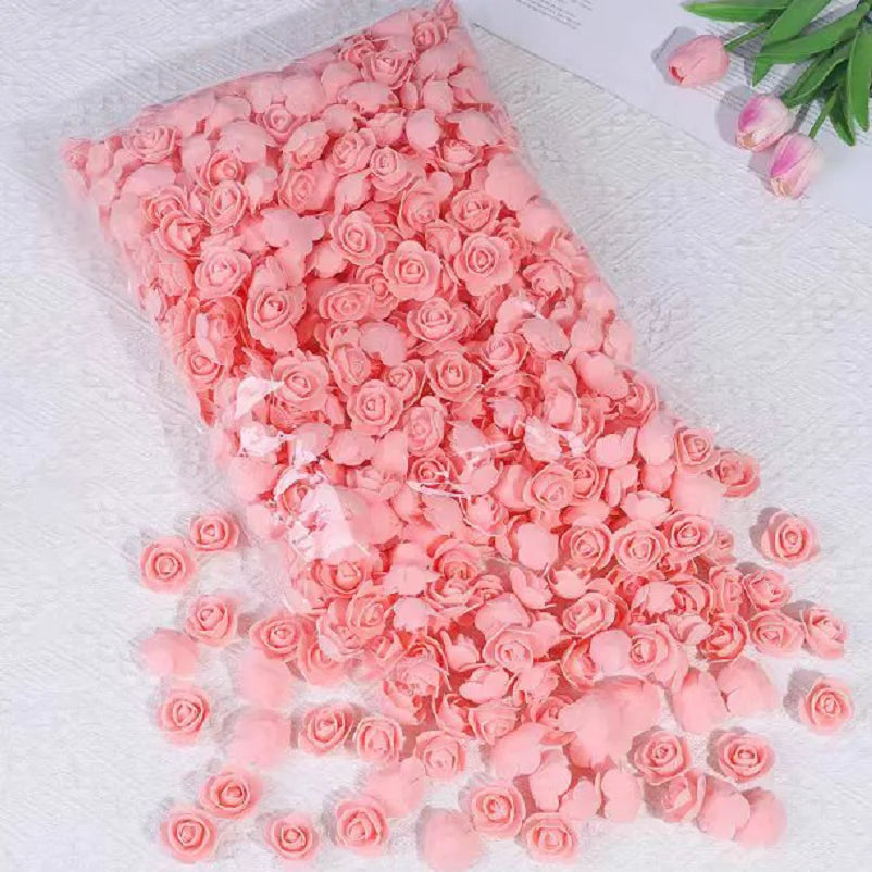 Mini PE Foam Rose Heads – Artificial Flowers for DIY Wedding Party Decor