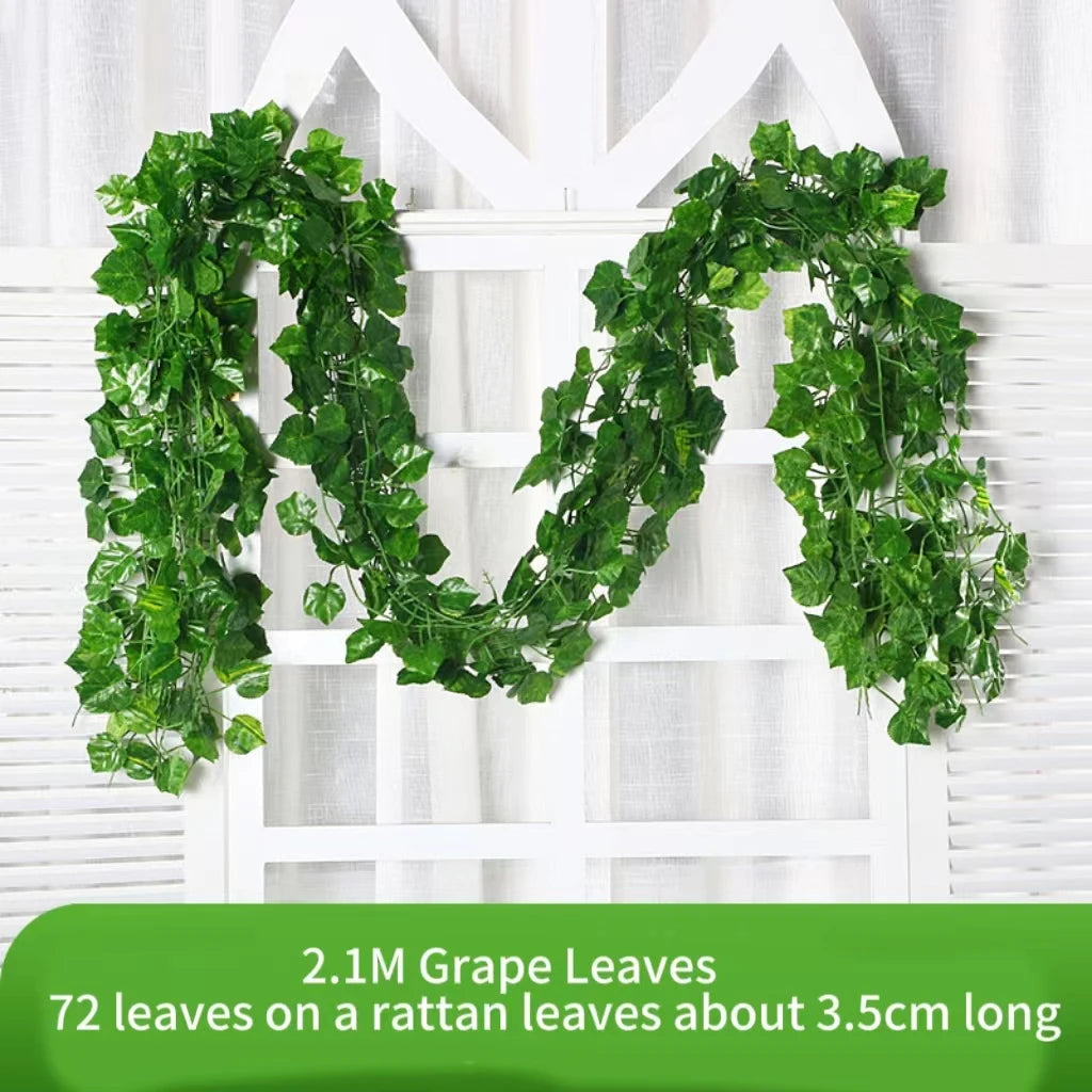 Artificial Ivy Leaf Garland – 2.1M Silk Hanging Vine for Home Garden Decor