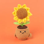 Handwoven Crochet Sunflower Potted Plant – Decorative Gift for Home Decor