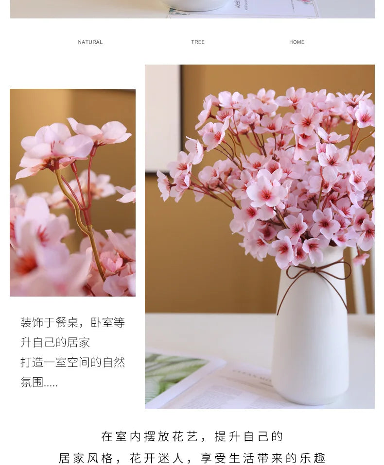 Artificial Silk Cherry Blossom Branch – 41cm Peach Floral for Wedding Decor