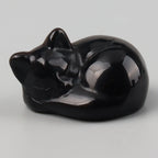 Carved Crystal Cat Figurine – Natural Stone Animal Statue for Home Decor