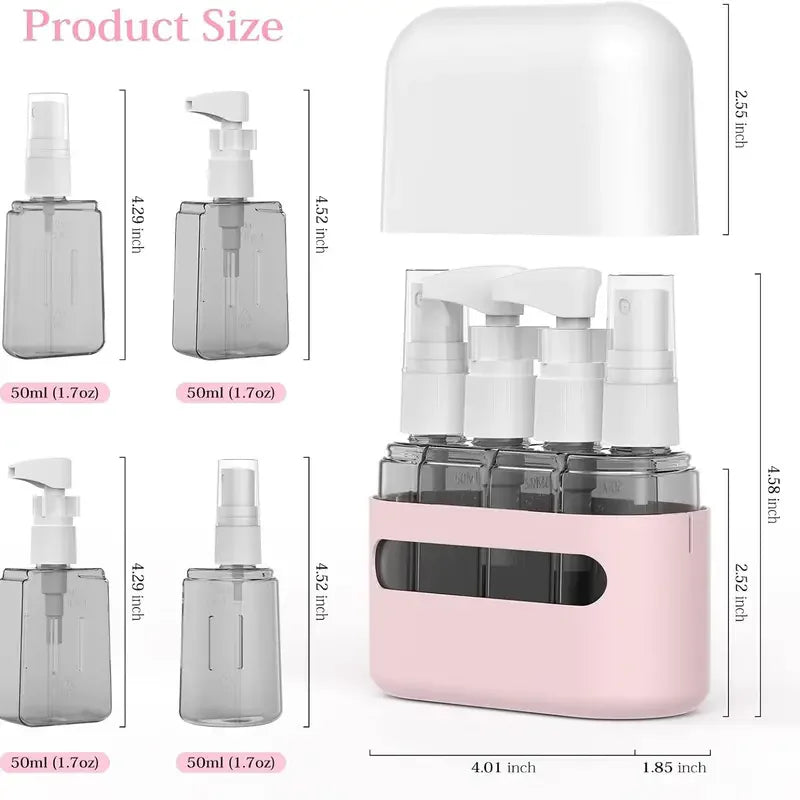 4-in-1 Travel Bottle Set – Leak Proof Refillable Containers for Toiletries