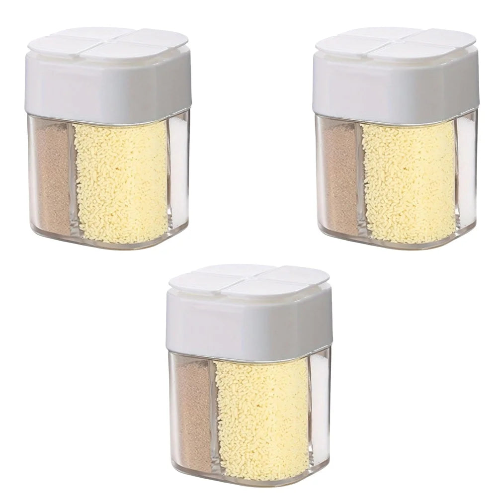 4-in-1 Camping Seasoning Shaker – Multi-Compartment Spice Jar for Outdoor BBQ