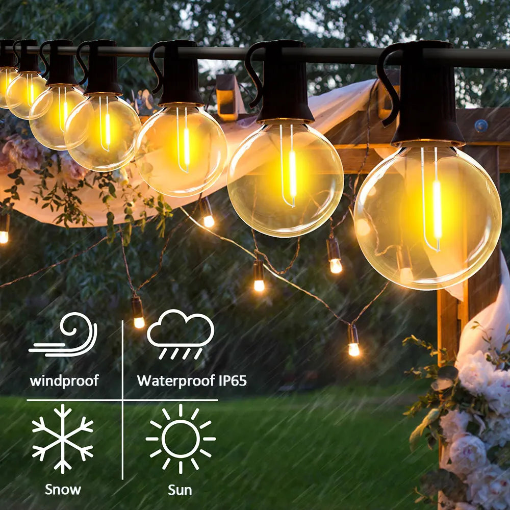 G40 Solar LED String Lights – Weatherproof Shatterproof Decor for Patio