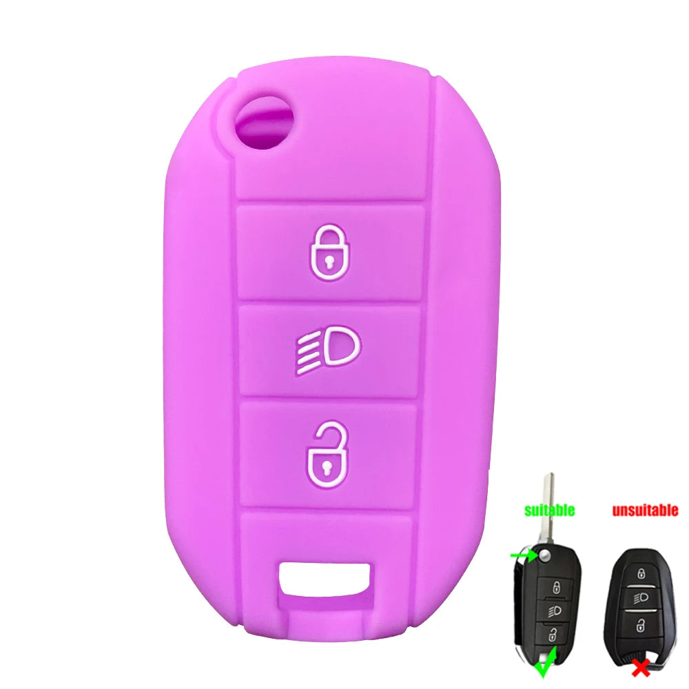 Silicone Flip Key Fob Cover – Protective Remote Case for Peugeot and Citroen