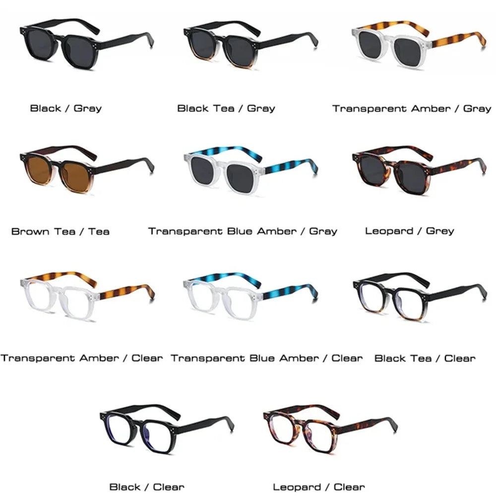 Vintage Rivet Oval Sunglasses – Leopard Anti Blue Light Frames for Men and Women