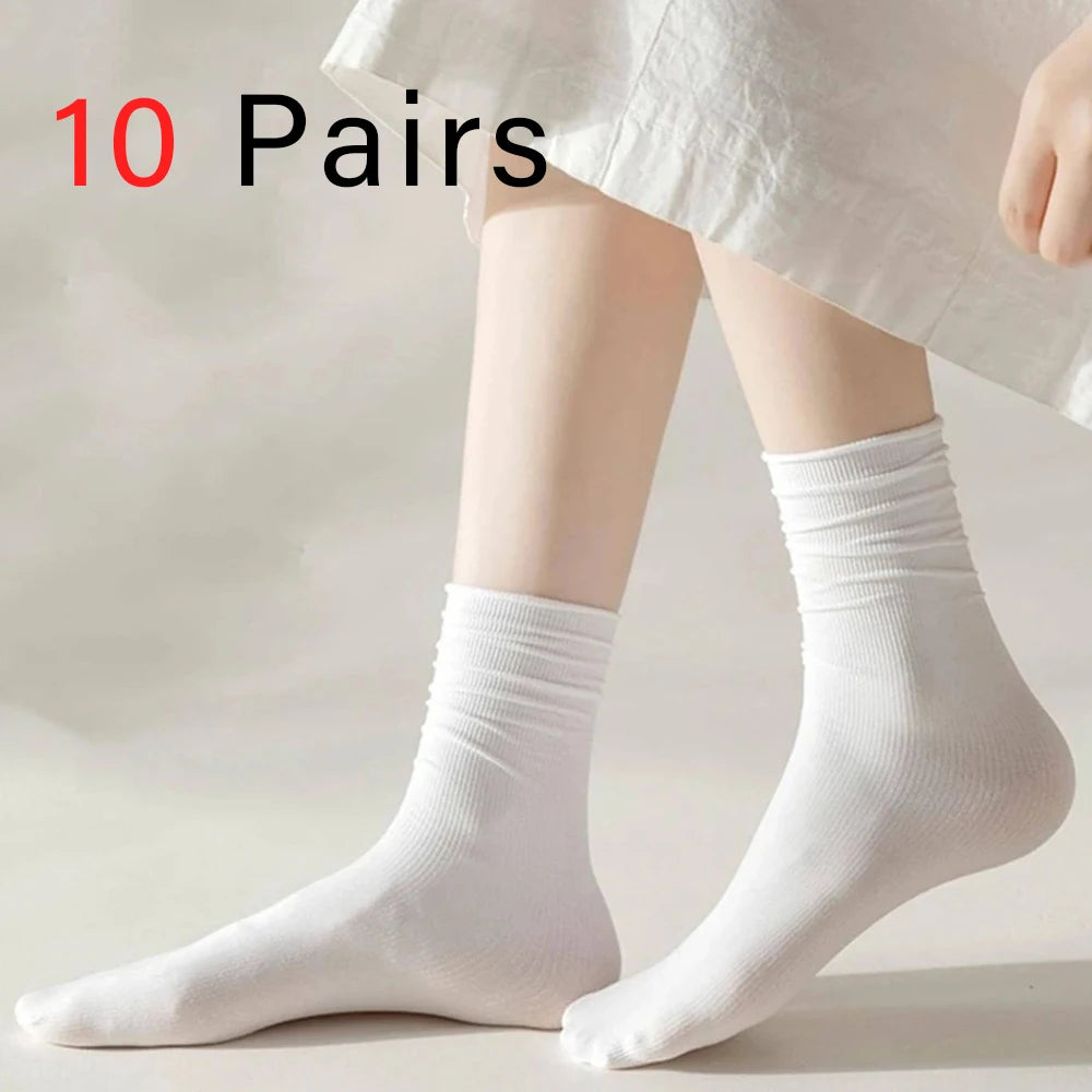 Women Mid Length Cotton Socks – Soft Breathable Casual Daily Wear