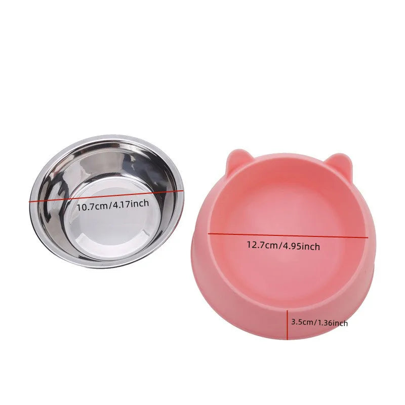 Stainless Steel Inclined Cat Bowl – Ergonomic Pet Food Feeder for Cats and Dogs