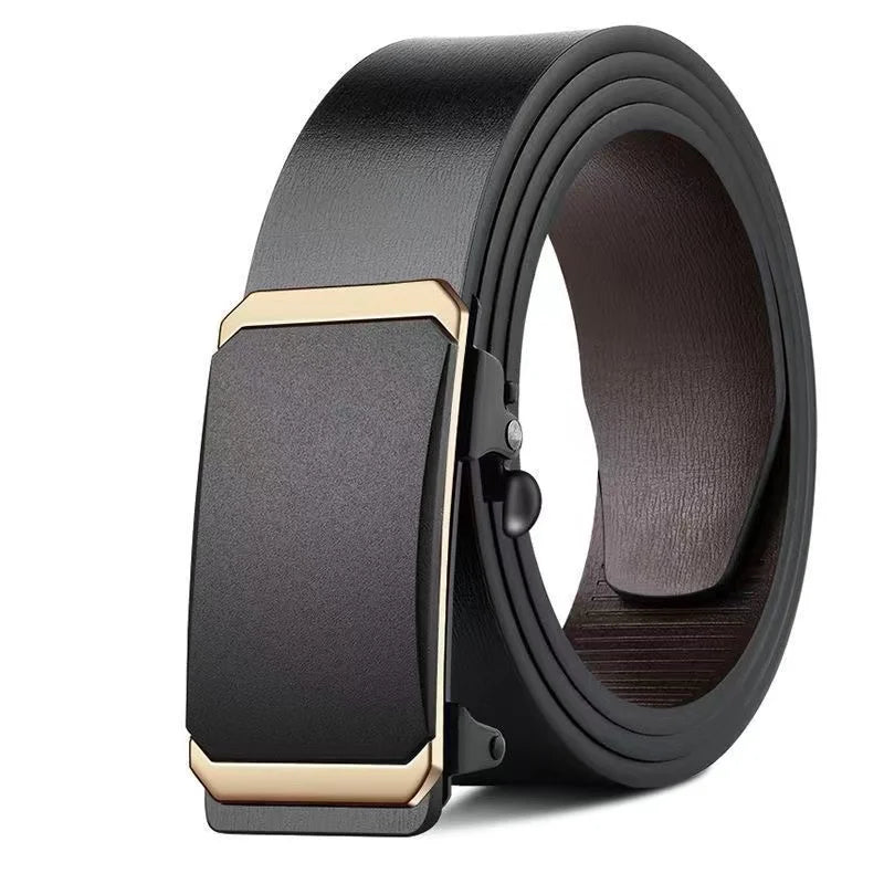 Genuine Leather Automatic Belt – Luxury Metal Buckle Strap for Men