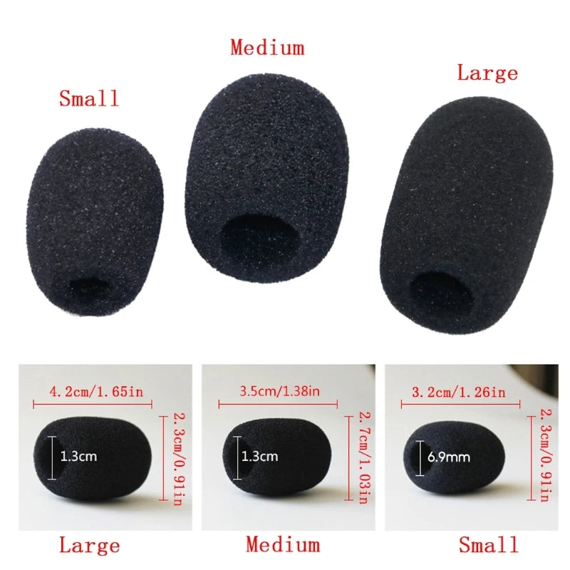 Microphone Foam Windscreen Covers – 5 Sizes for Headset Noise Reduction
