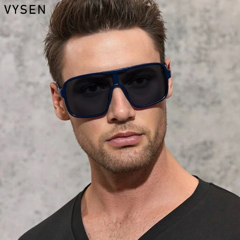 Oversized Polarized Rectangle Sunglasses – Vintage Steampunk for Men
