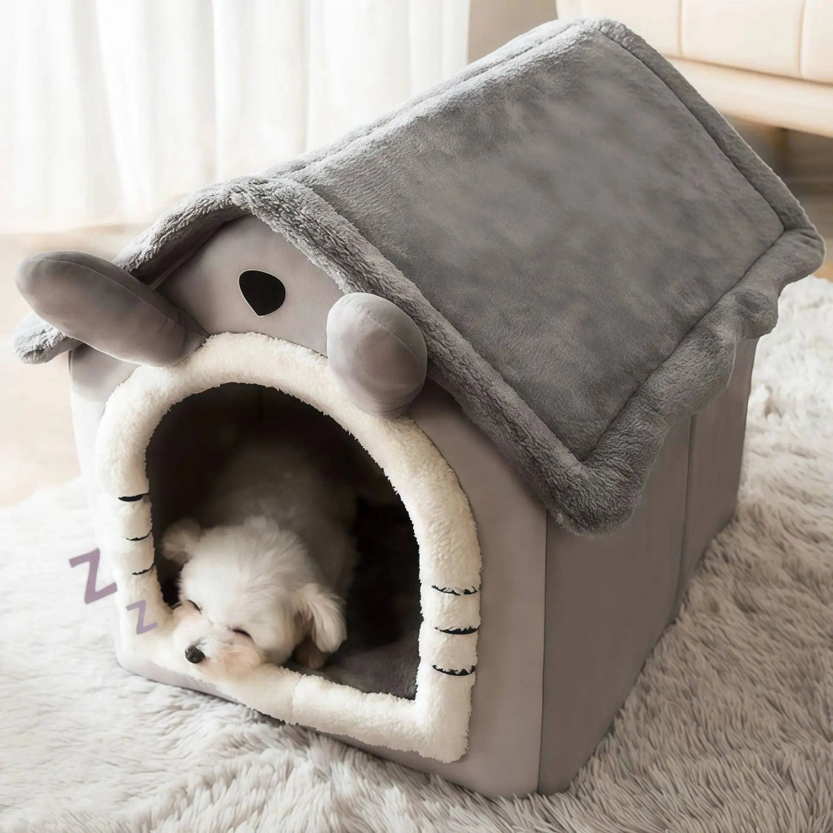 Soft Pet Bed House – Washable Enclosed Kennel for Indoor Dogs and Cats