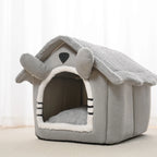 Detachable Gray Cat House – Semi-Enclosed Washable Shelter for Winter