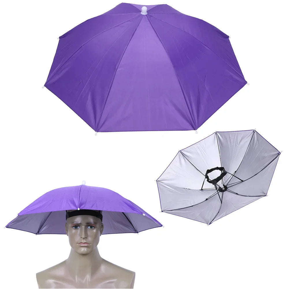 Hands-Free Umbrella Hat – Waterproof Sunscreen Headwear for Hiking and Camping