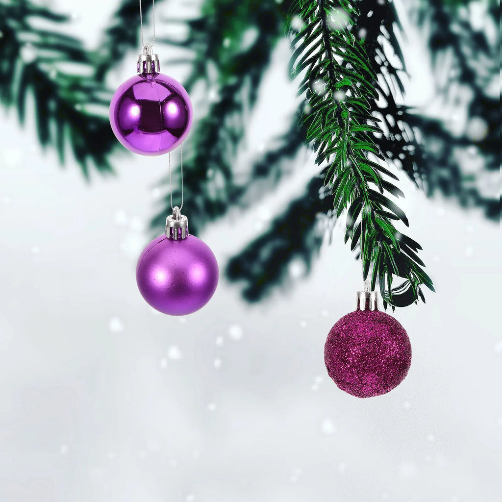 Purple Plastic Christmas Ornament Balls – Shiny Decor for Xmas Tree Holidays