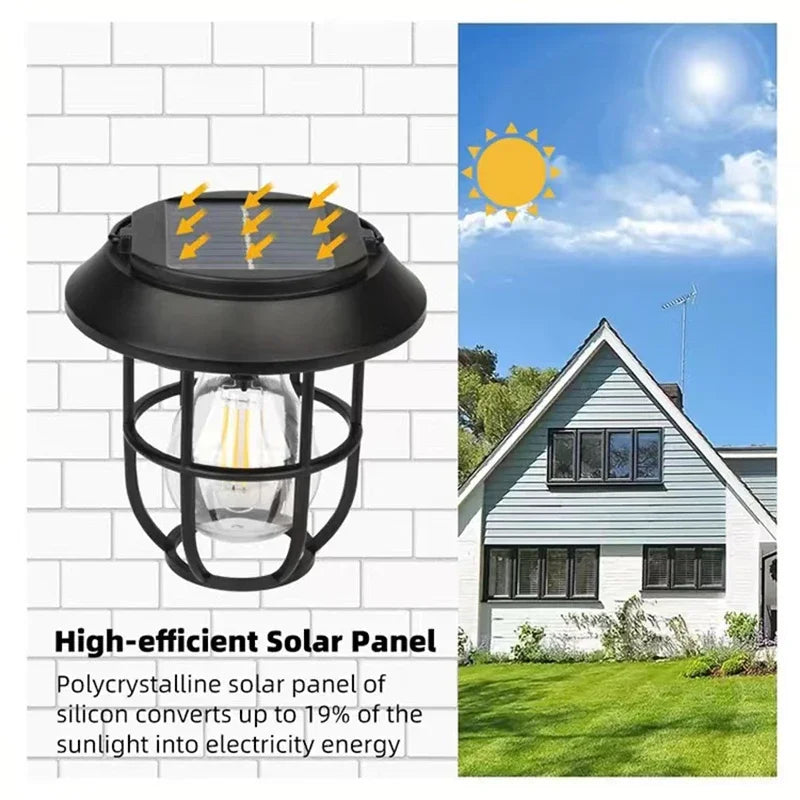 3-in-1 Solar LED Wall Lamp – Tungsten Decorative Lighting for Camping Garden