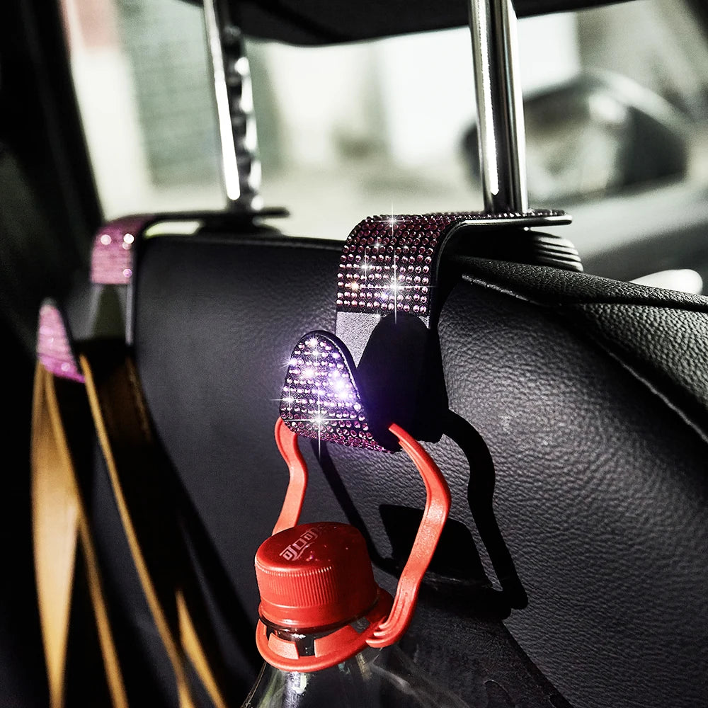 Artificial Diamond Car Hooks – Bling Hidden Seat Hanger for Car Organization