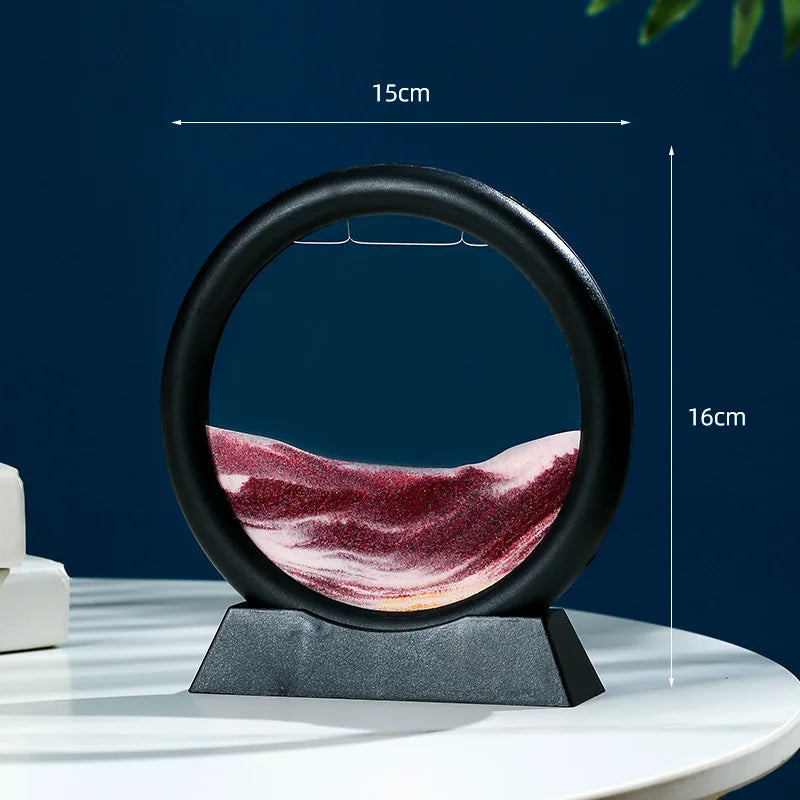 3D Moving Sand Art Frame – Dynamic Liquid Hourglass for Office Home Decor