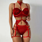 Lace Lingerie Set – Sheer Floral Bra and Panty Outfit for Romantic Evenings
